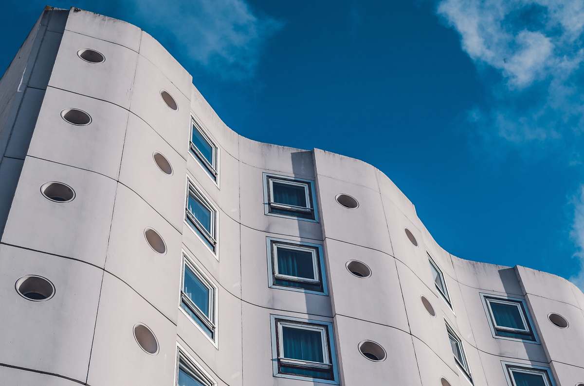 town white building with glass windows urban