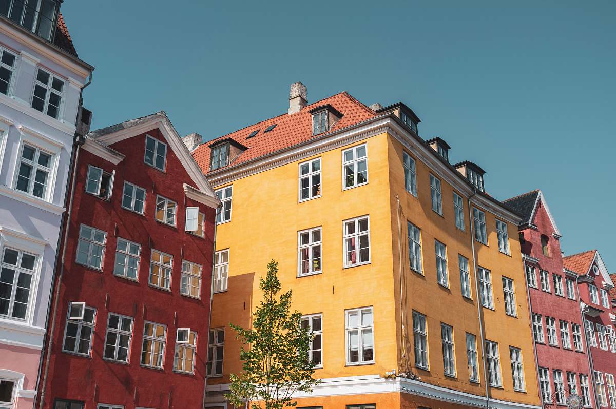town yellow painted building housing
