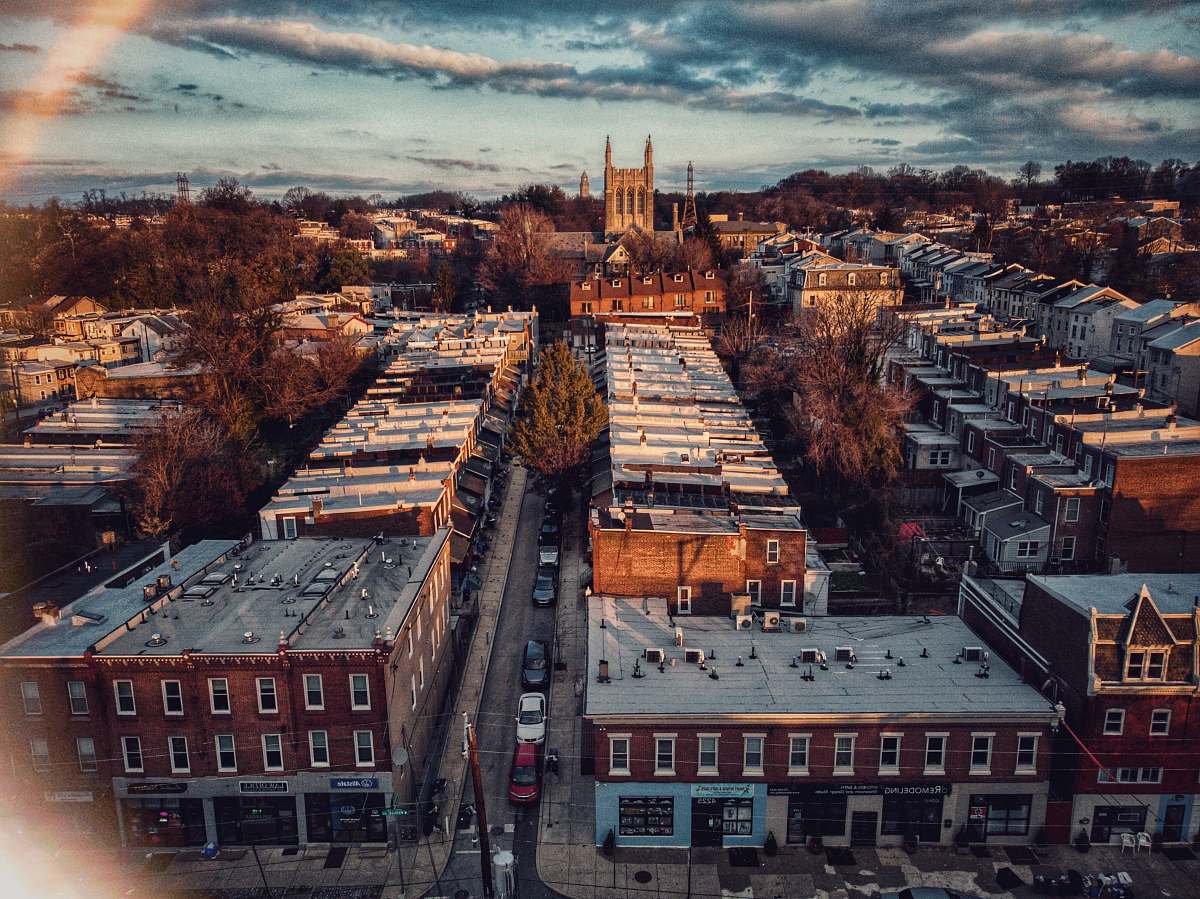 nature aerial view of brown concrete buildings outdoors