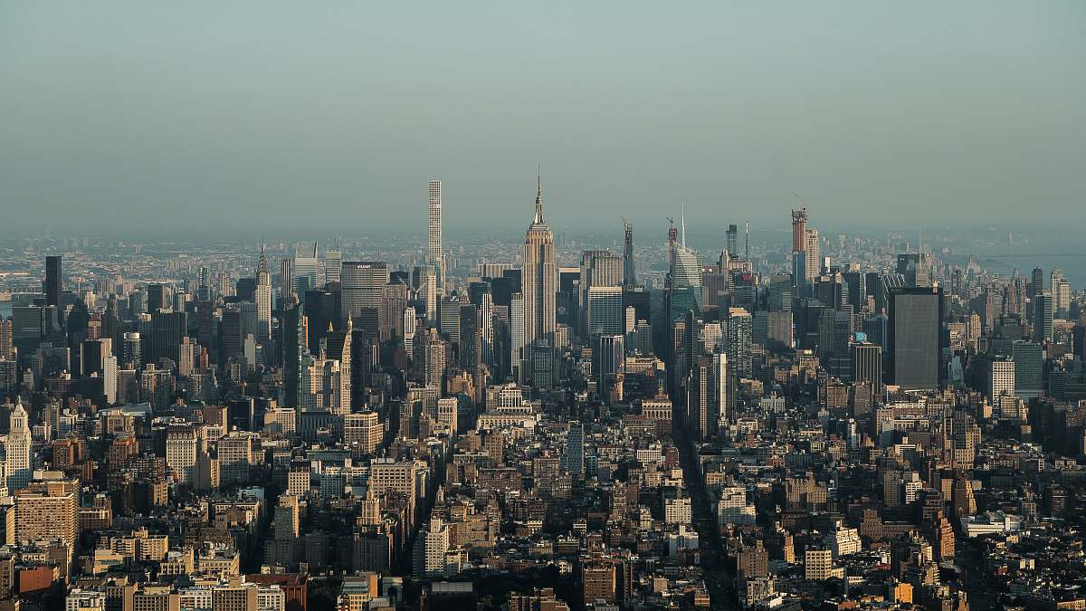 landscape aerial view of city buildings outdoors