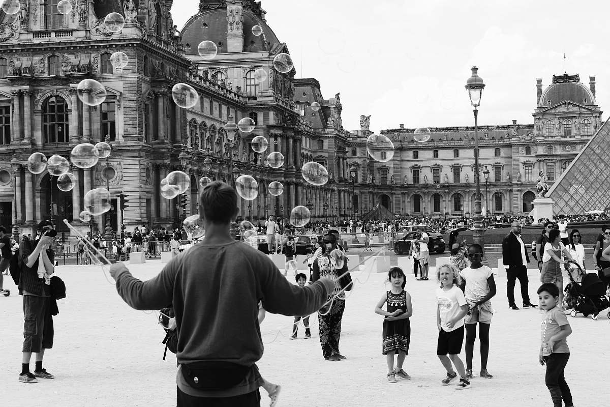 black-and-white grayscale photography of people near building urban