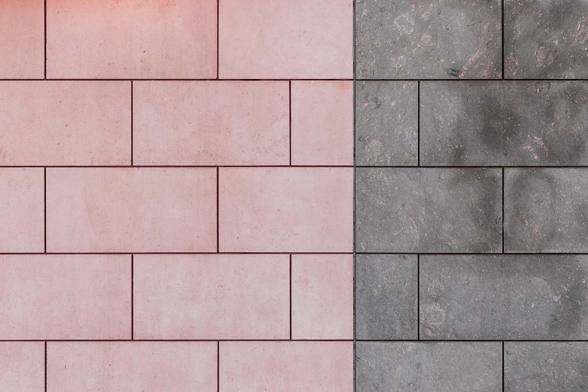 tile pink and gray concrete pavement floor