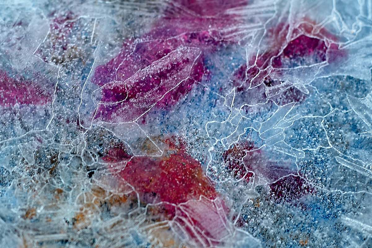 texture pink and blue abstract painting ice