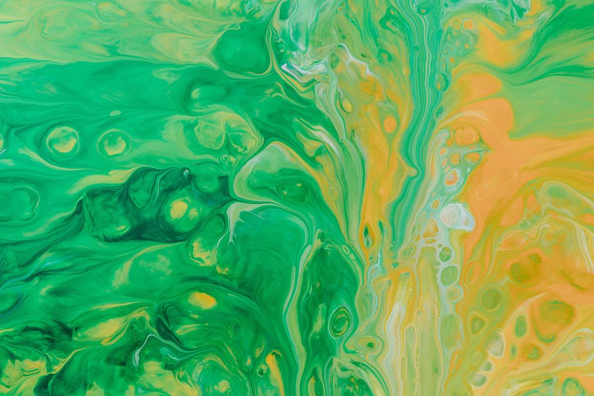 art green and yellow abstract painting modern art