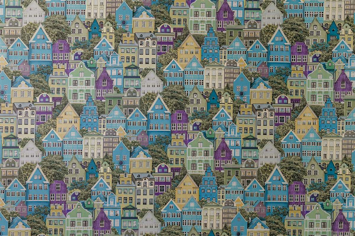 pattern assorted-color buildings painting game