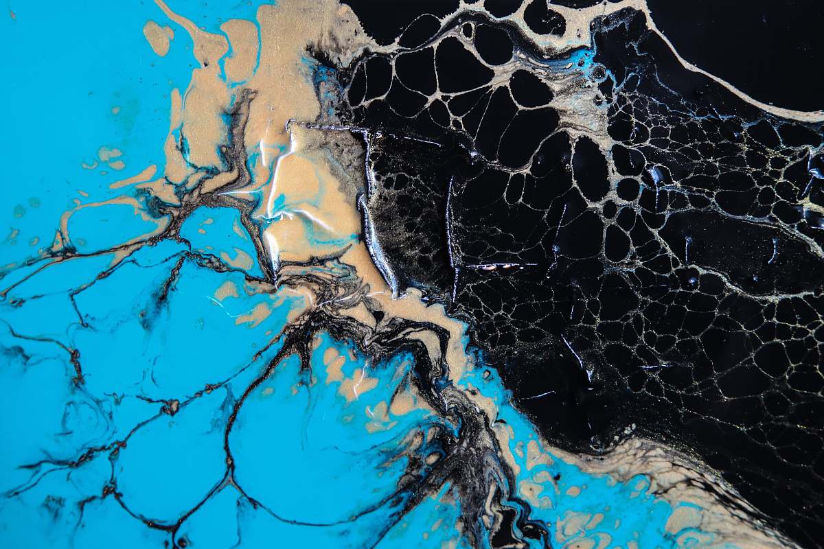 abstract blue and black abstract painting art
