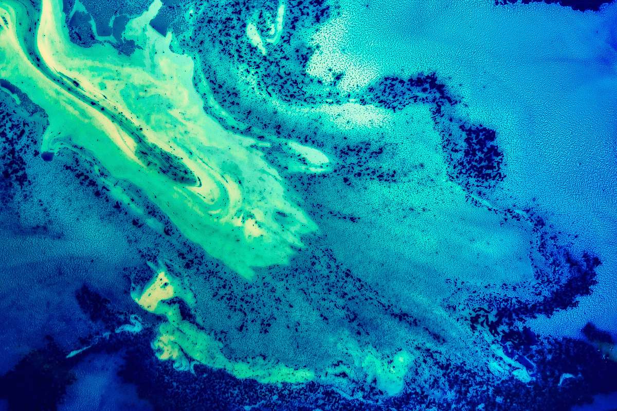 blue blue and green abstract painting abstract