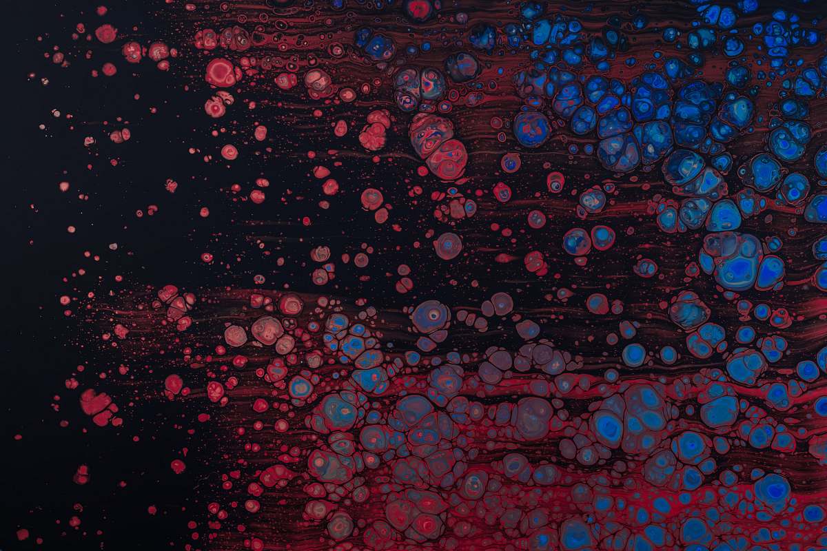 art red, black, and blue abstract painting modern art