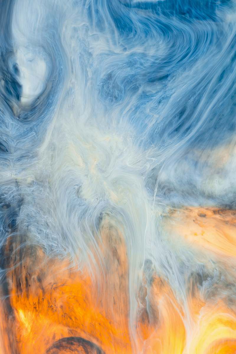 abstract yellow, white, and blue abstract painting art