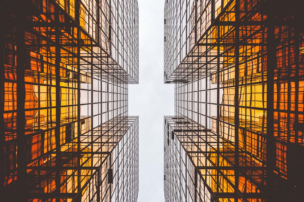 building worms eye view of buildings abstract
