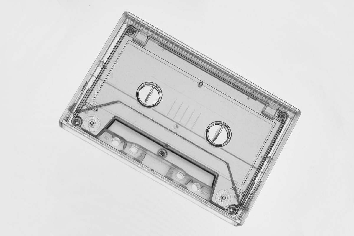 grey clear cassette videotape music