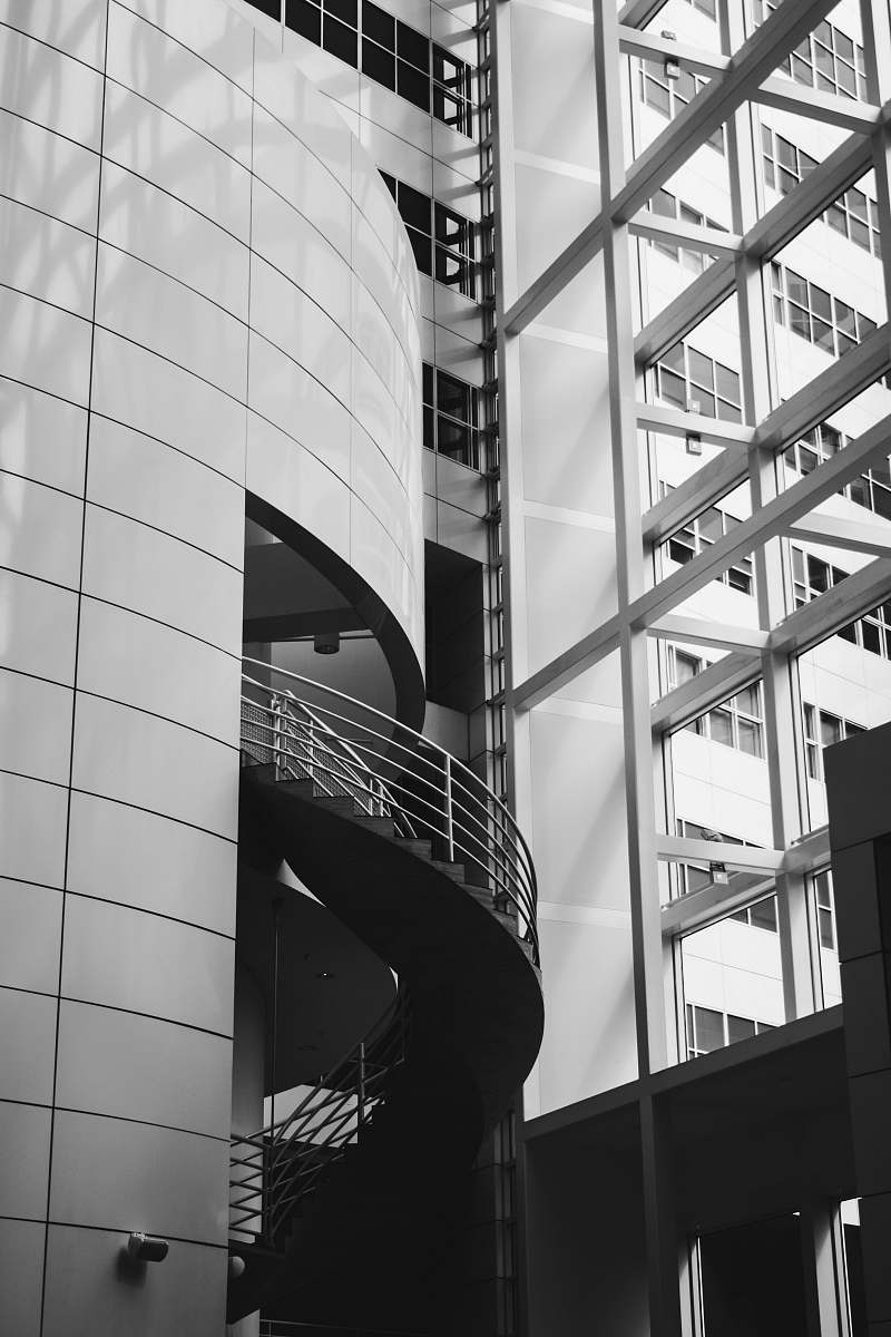 grey gray spiral stairs of building the hague