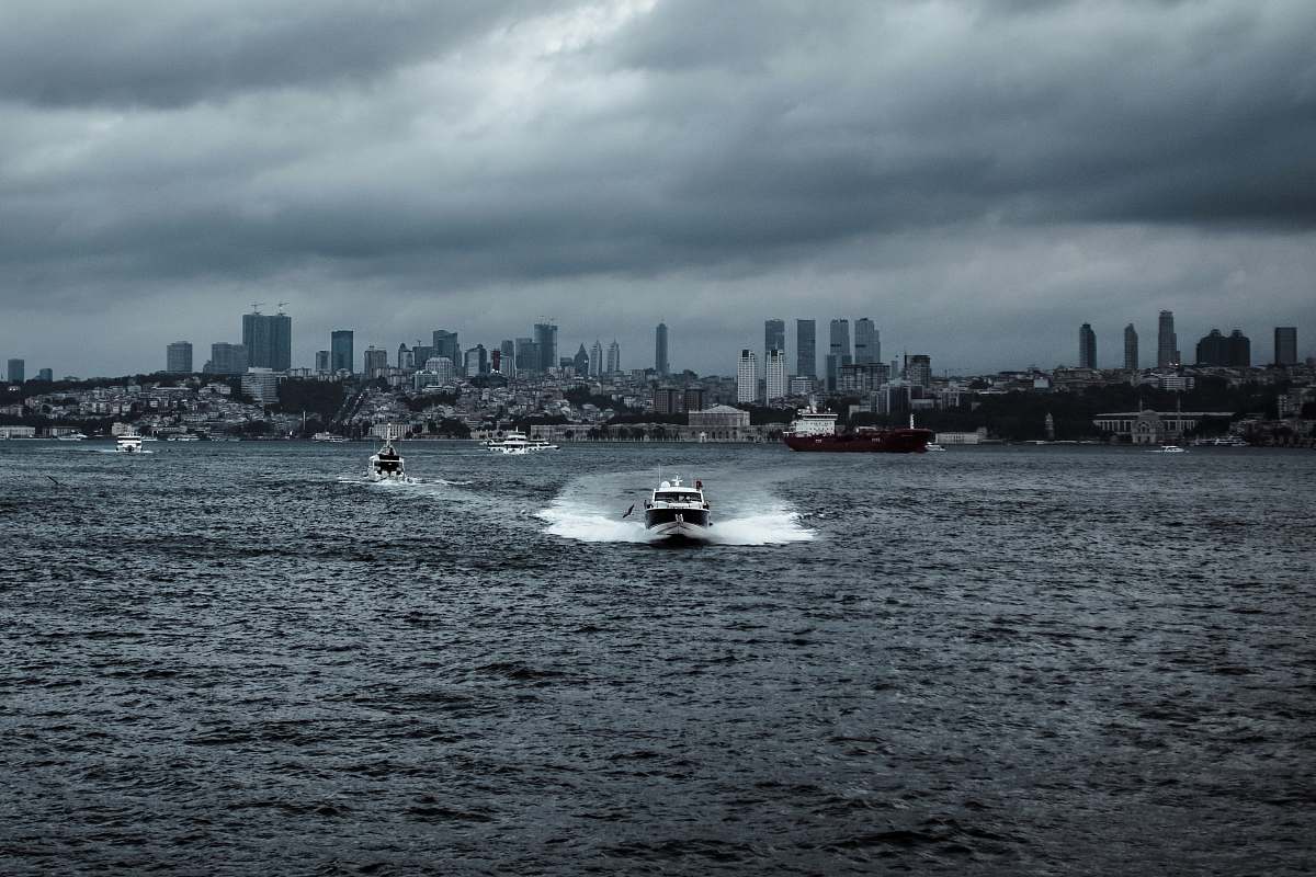 vehicle white speed boat at middle of sea transportation