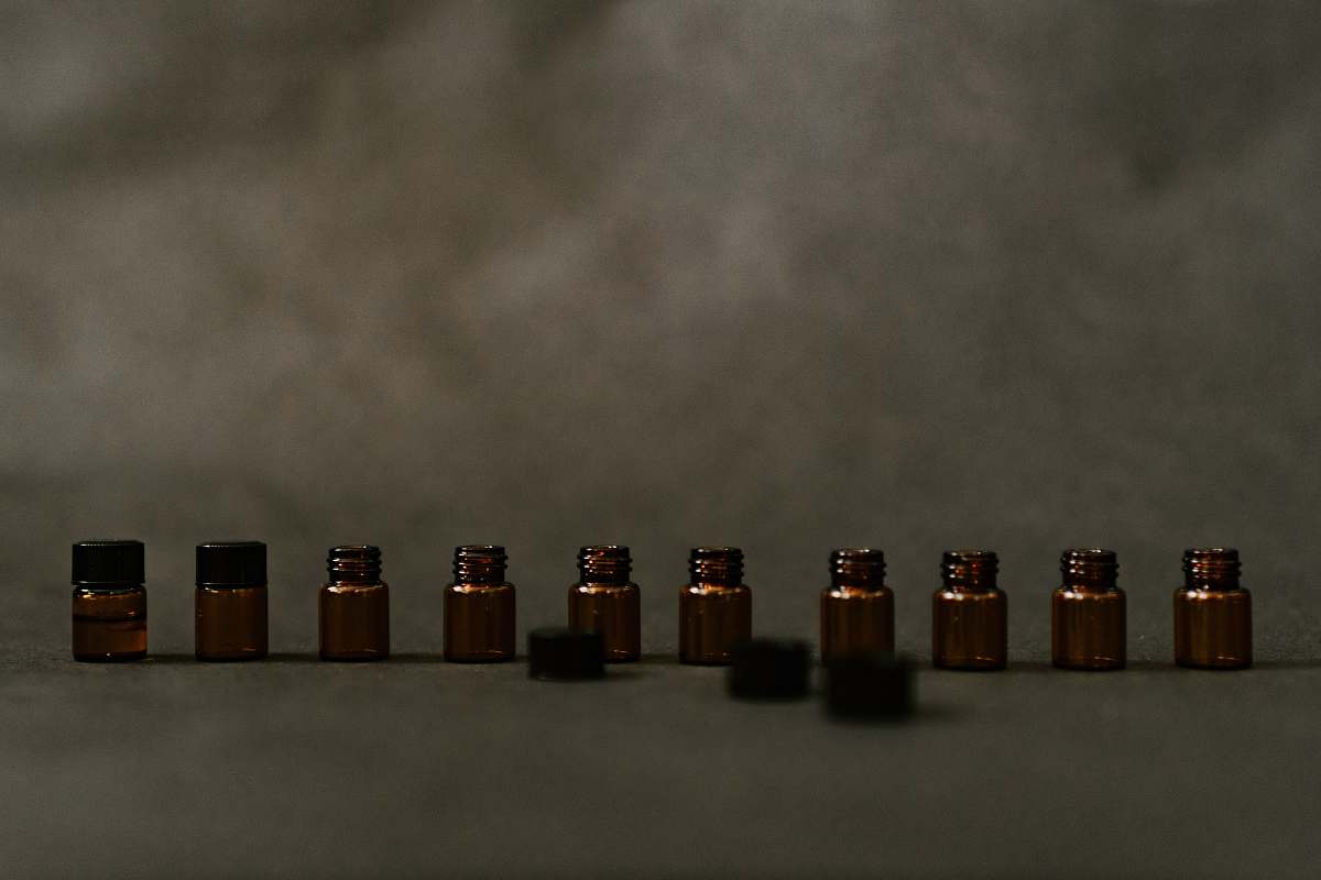 black amber glass bottles wellness