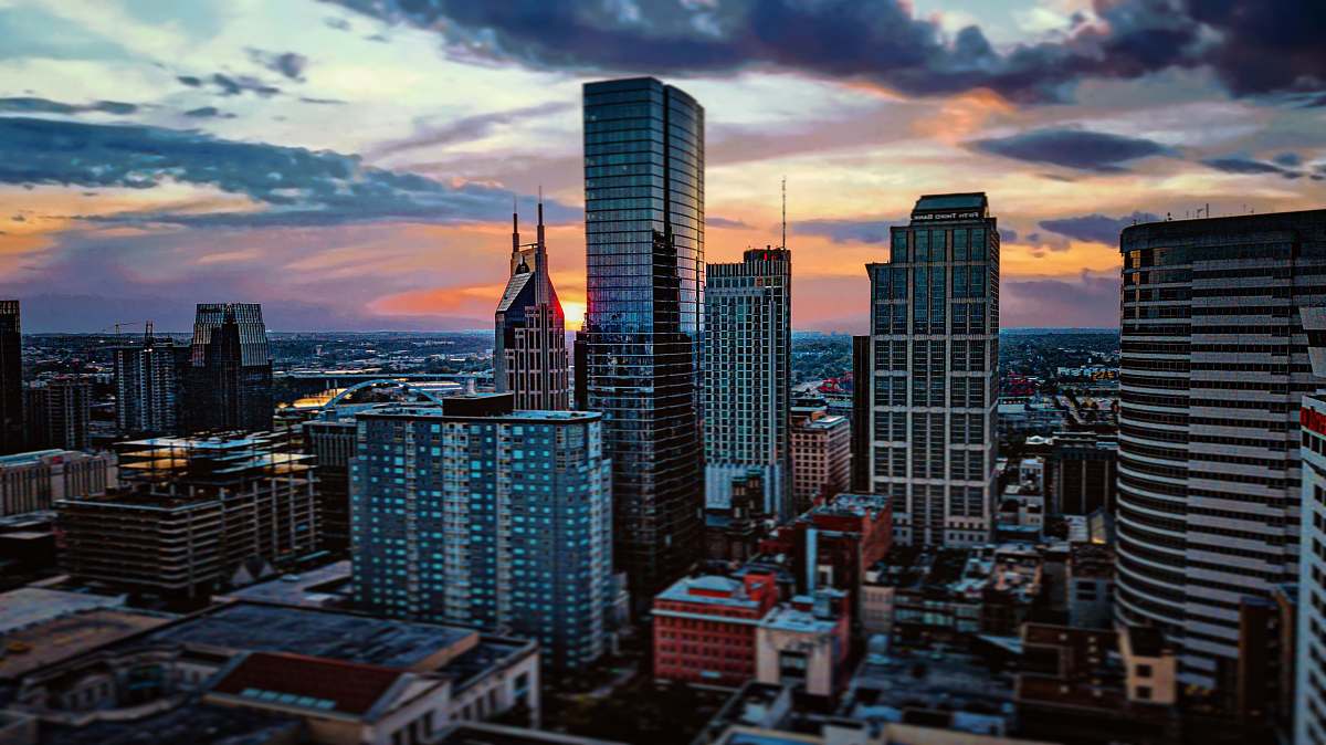 city aerial photo of city town