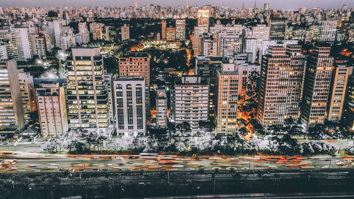 town aerial photo of high-rise buildings urban