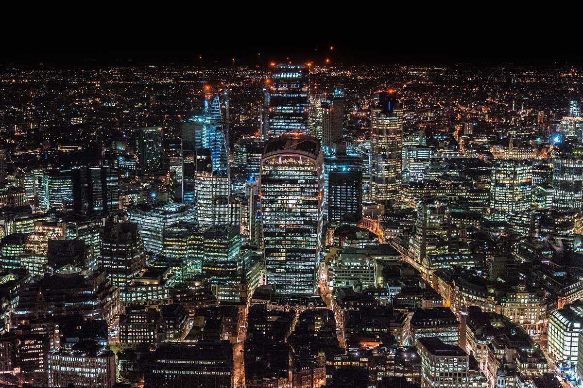 city aerial photography of city scapes at nighttime urban