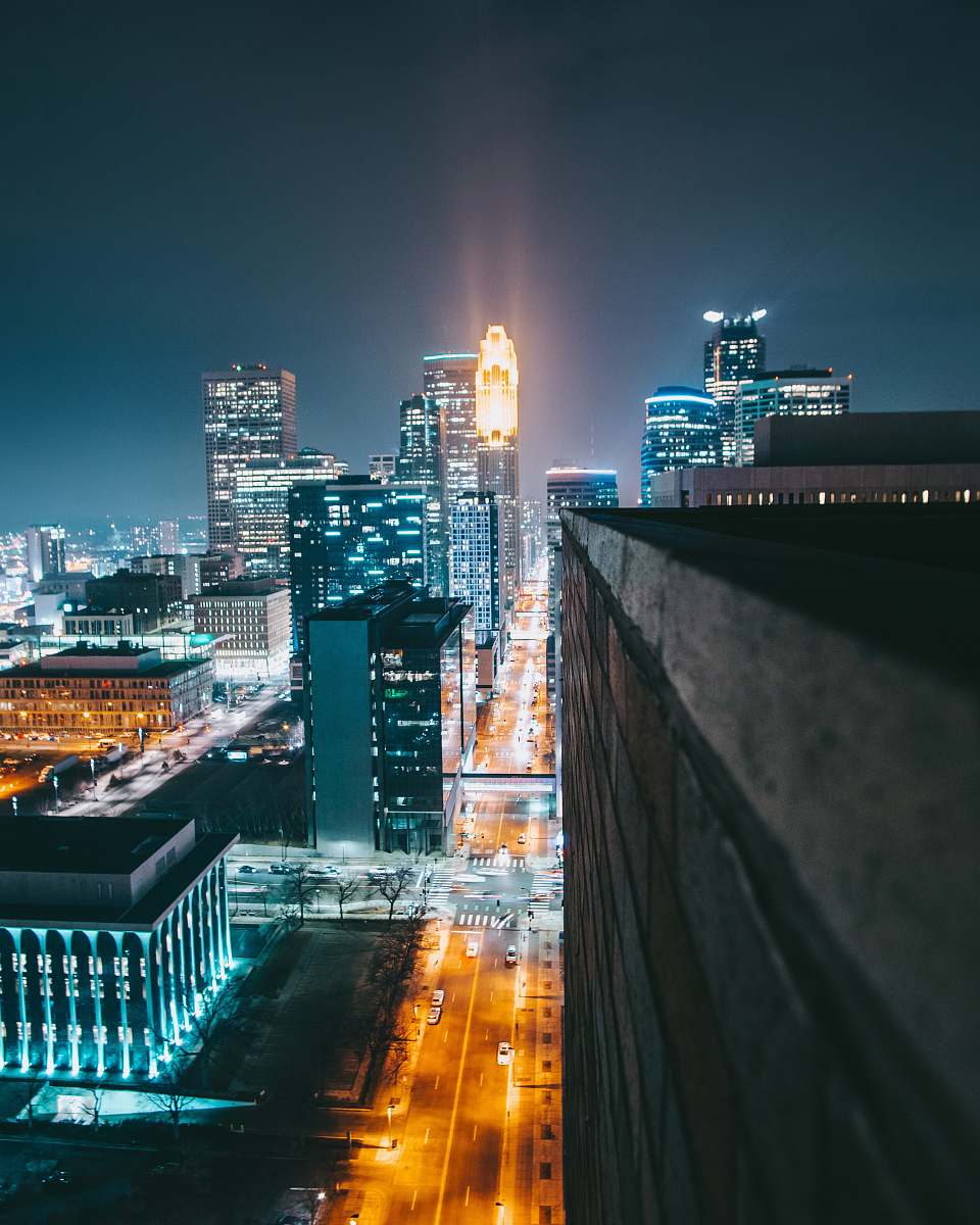 city aerial photography of high-rise building urban