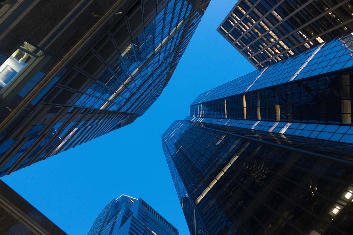 city blue high rise building office building