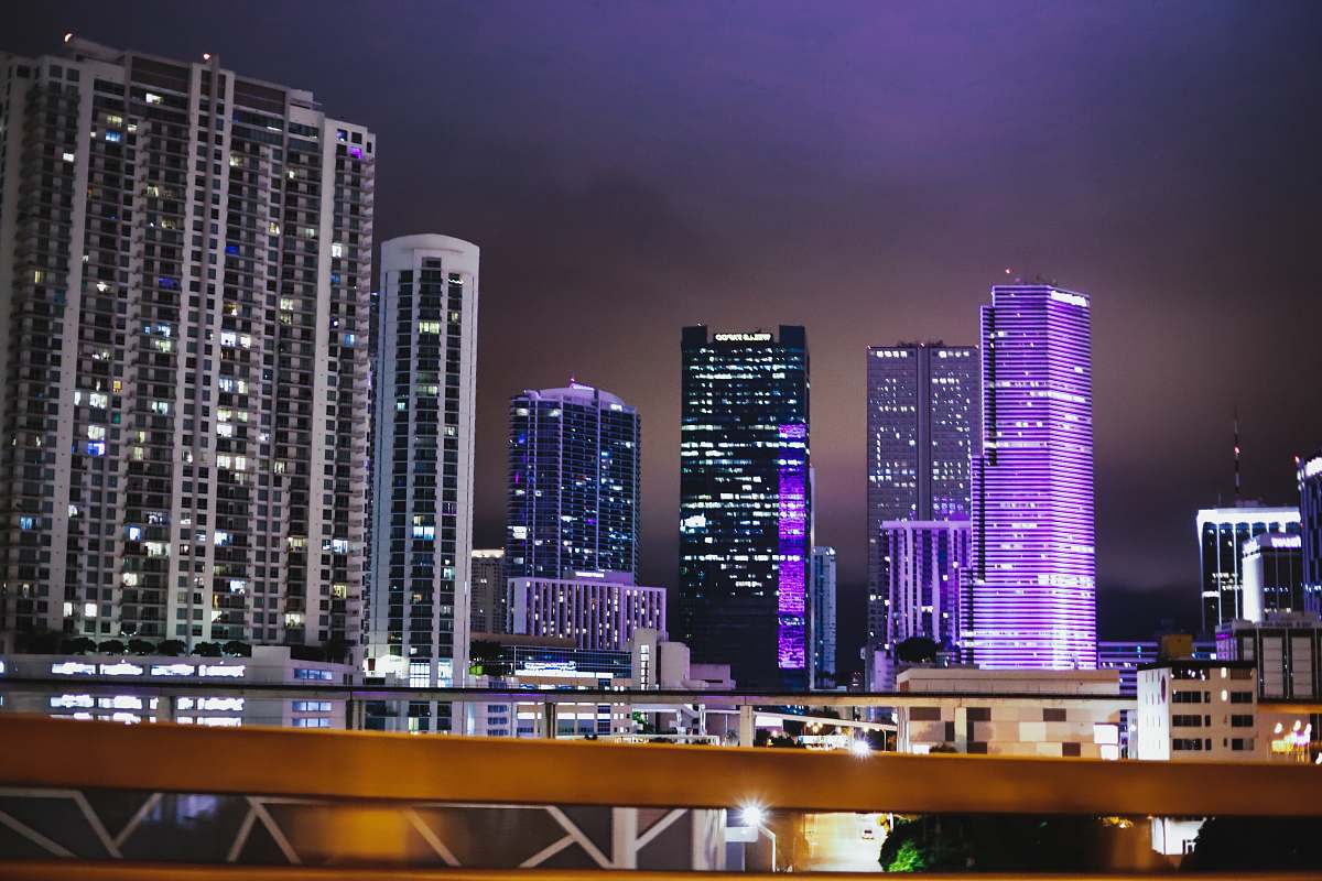 city city with high-rise buildings during night time town