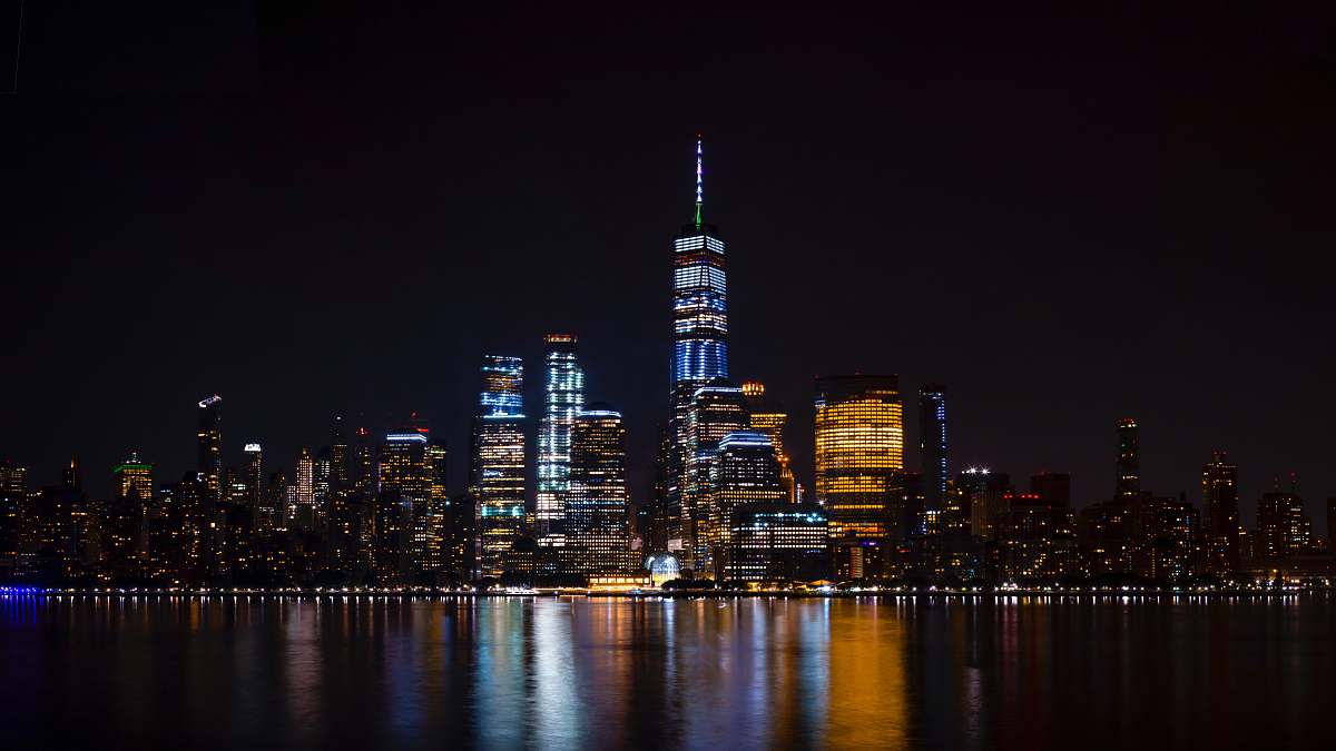 city cityscape with lights at night town