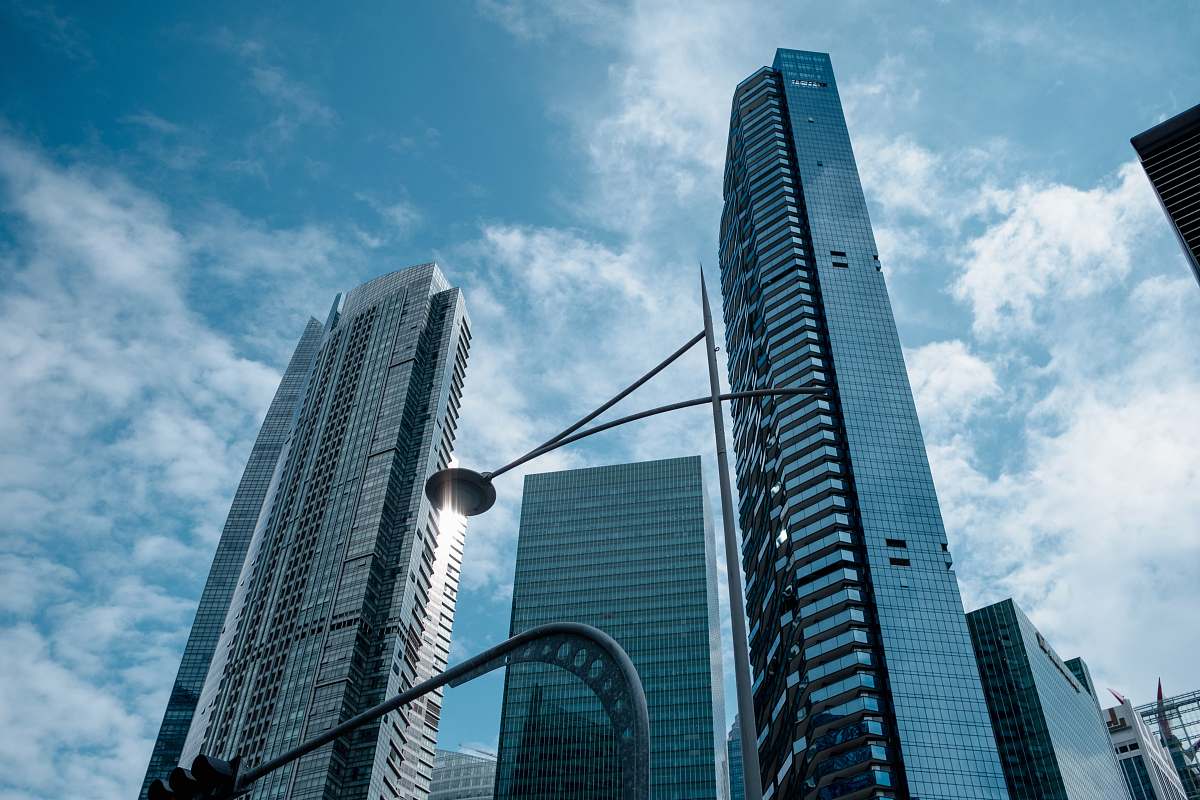 city curtain wall high-rise buildings during daytime office building