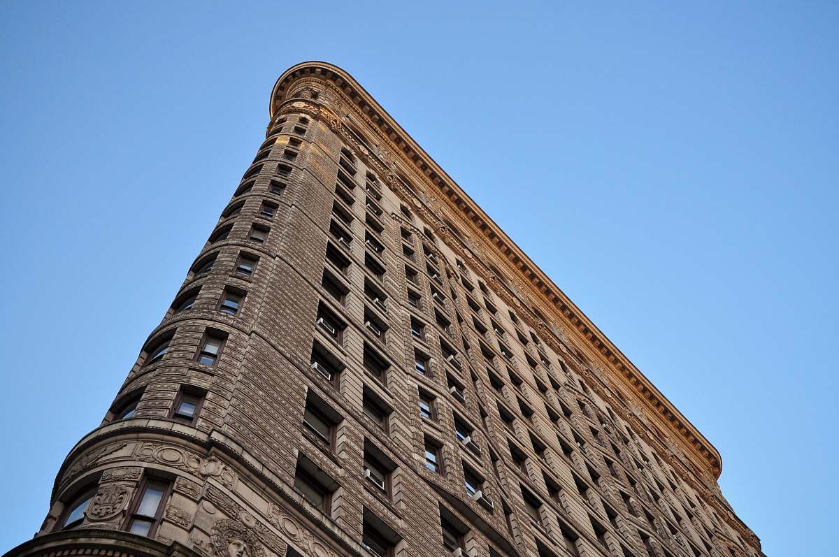 city gray Flatiron buildign high rise