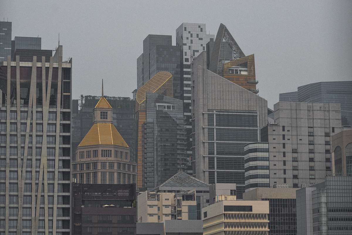 city gray high-rise building urban