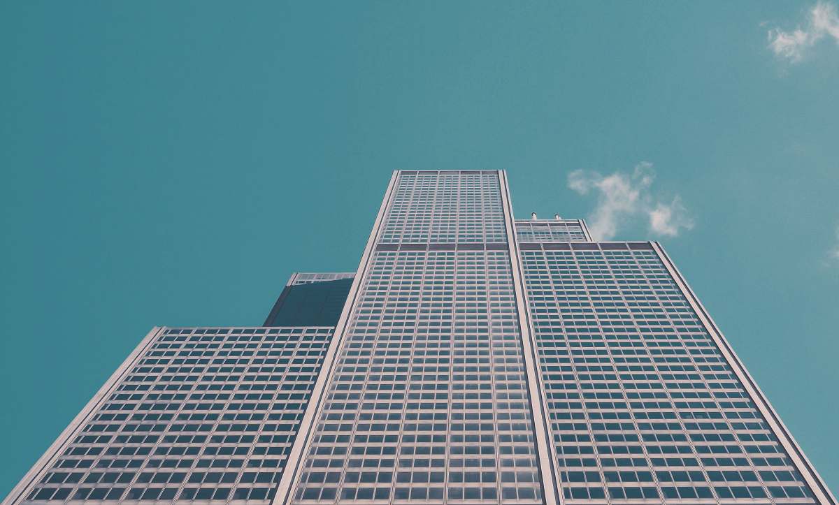 city grey curtain building office building