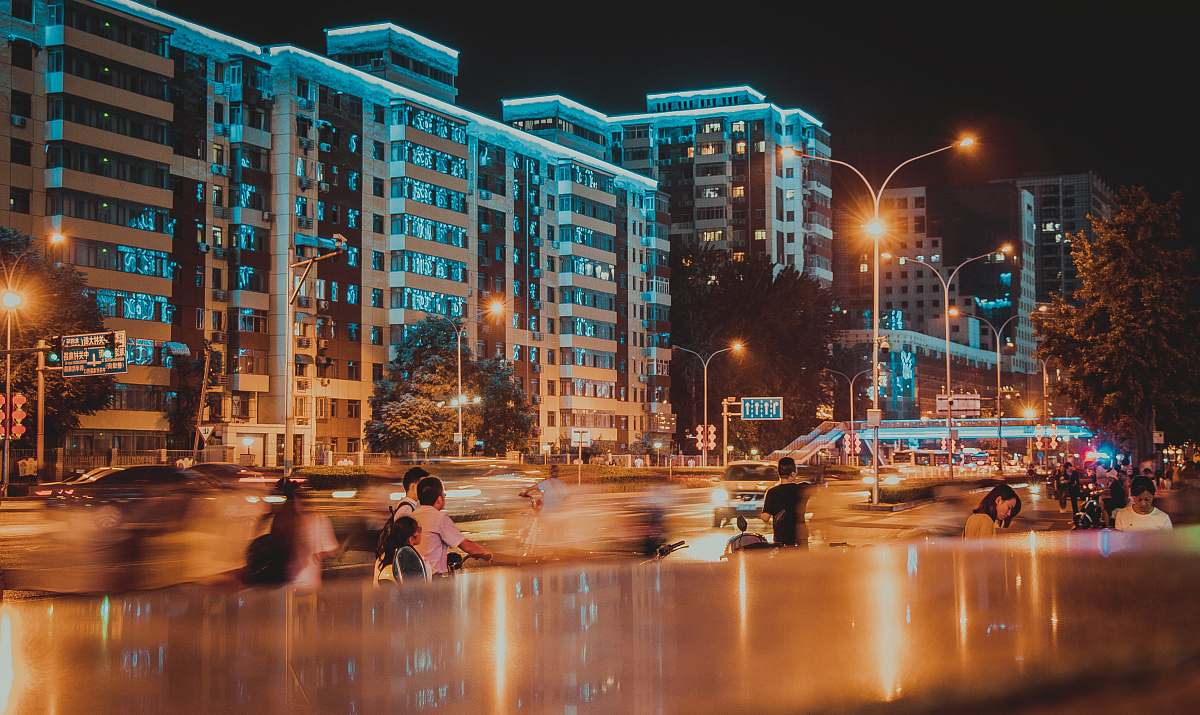 city lighted buildings at night downtown