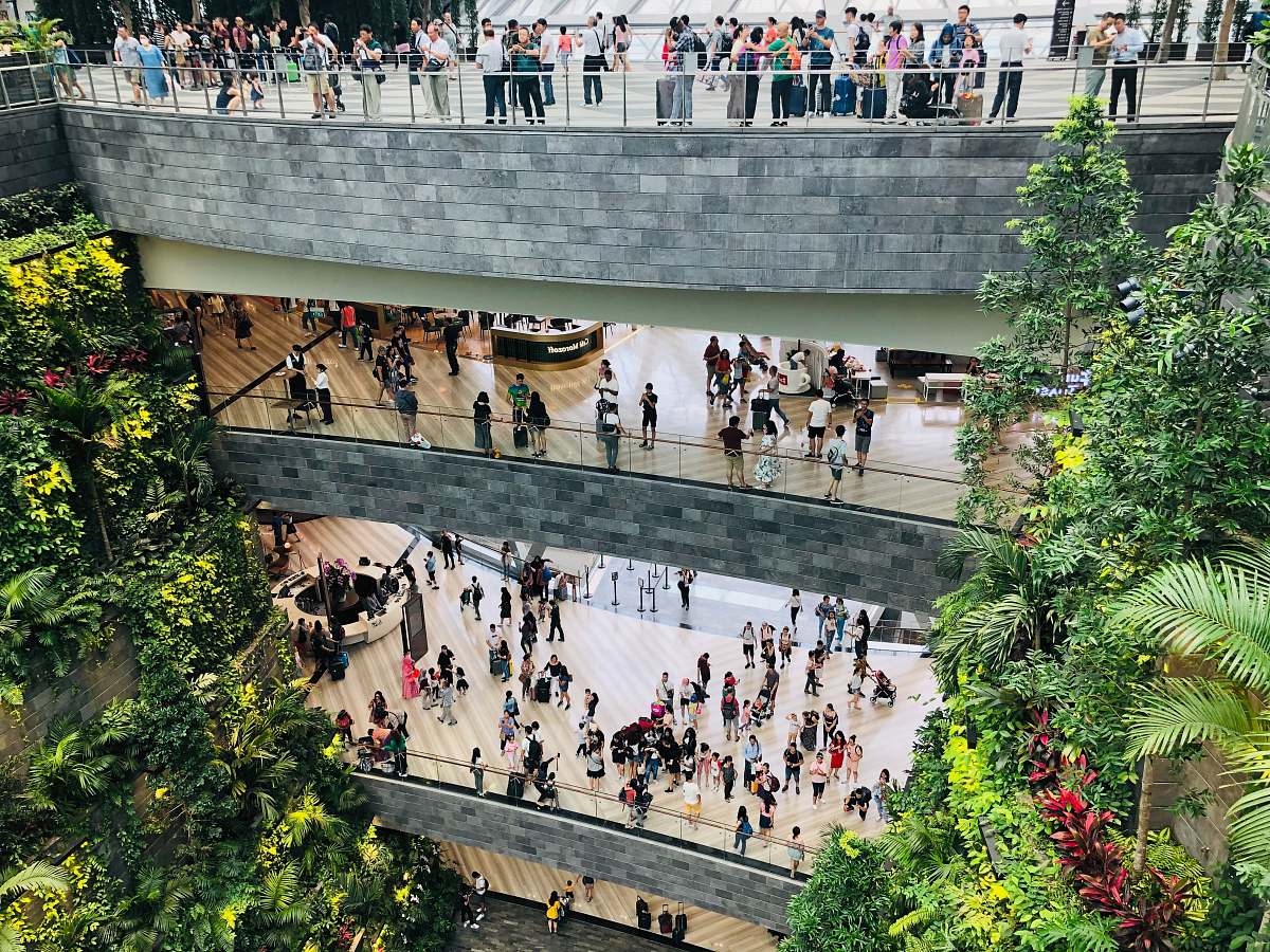 city people inside building downtown