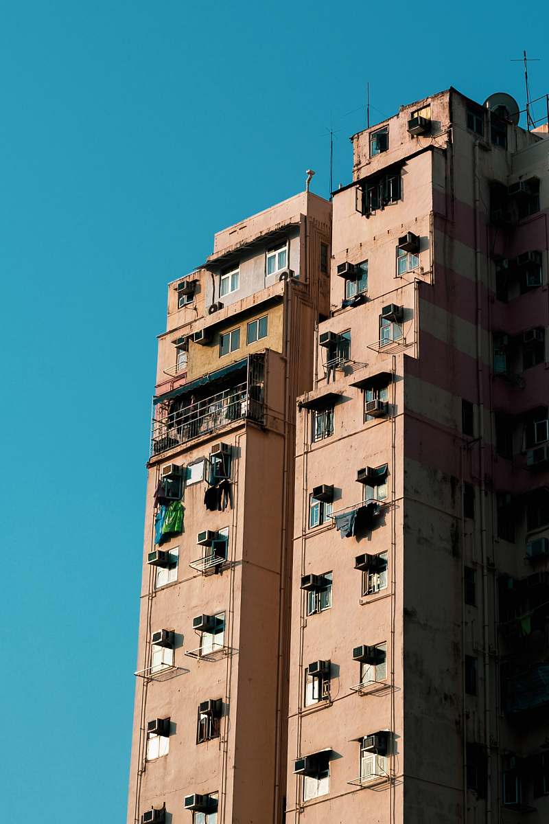 city pink painted building high rise
