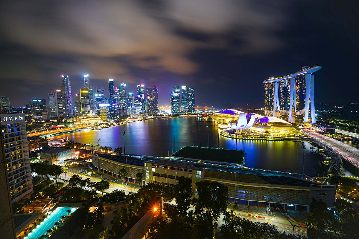 city Singapore view at night metropolis
