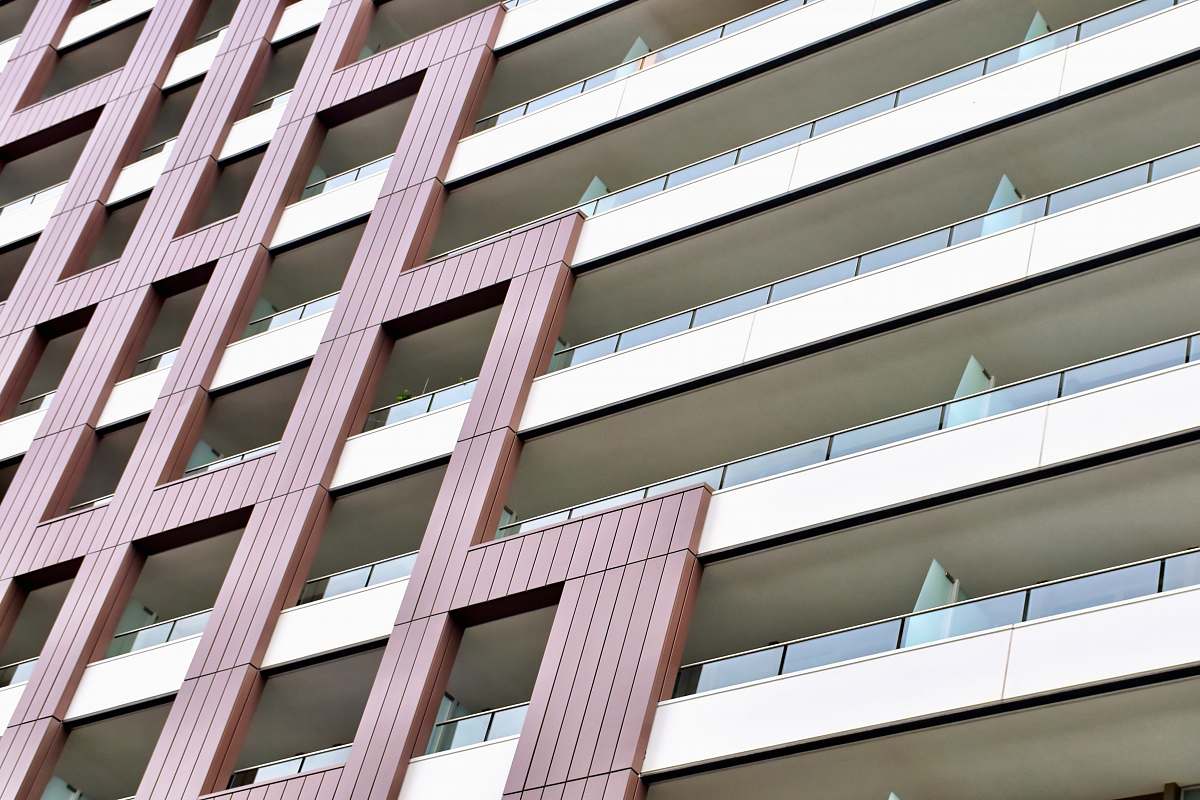 city white and pink concrete building office building