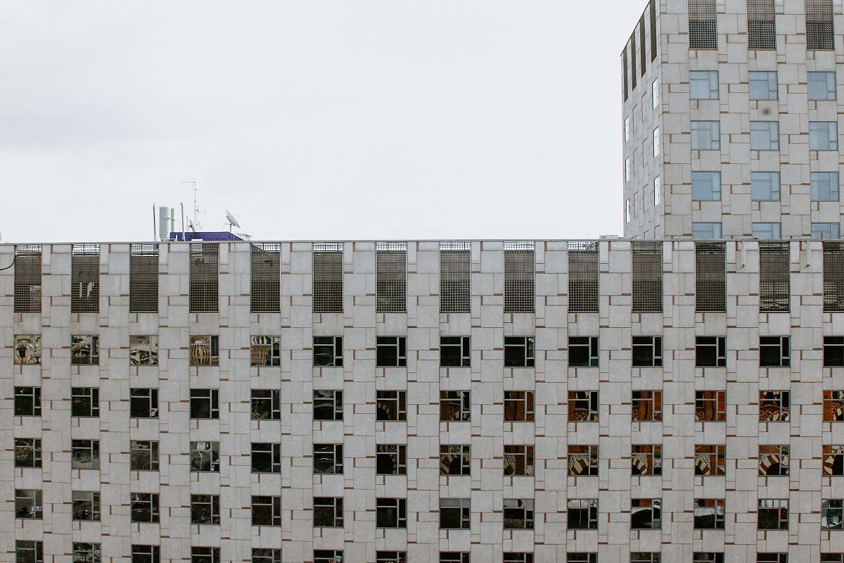 city white concrete apartment office building