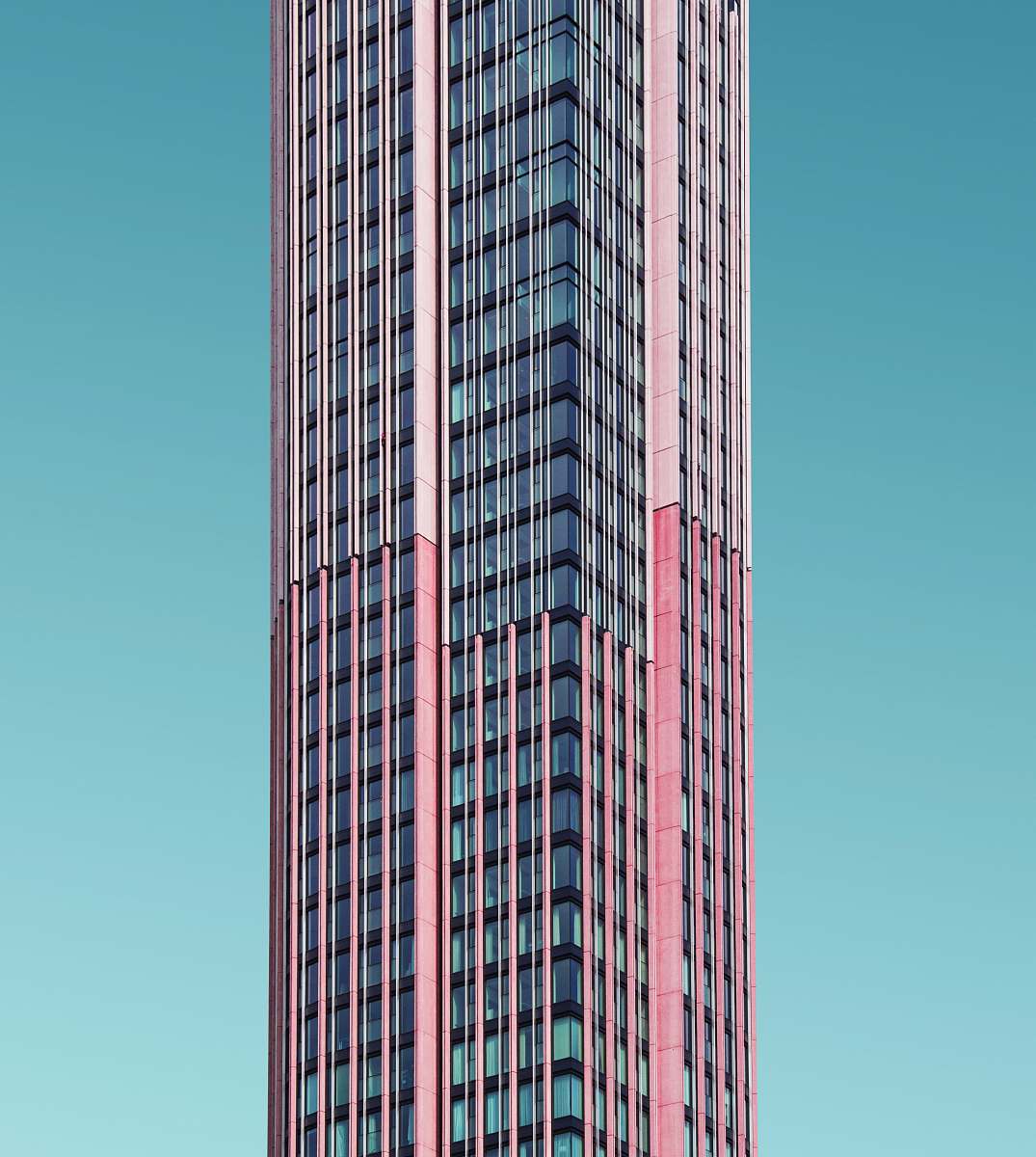 city window curtain building under blue sky architecture
