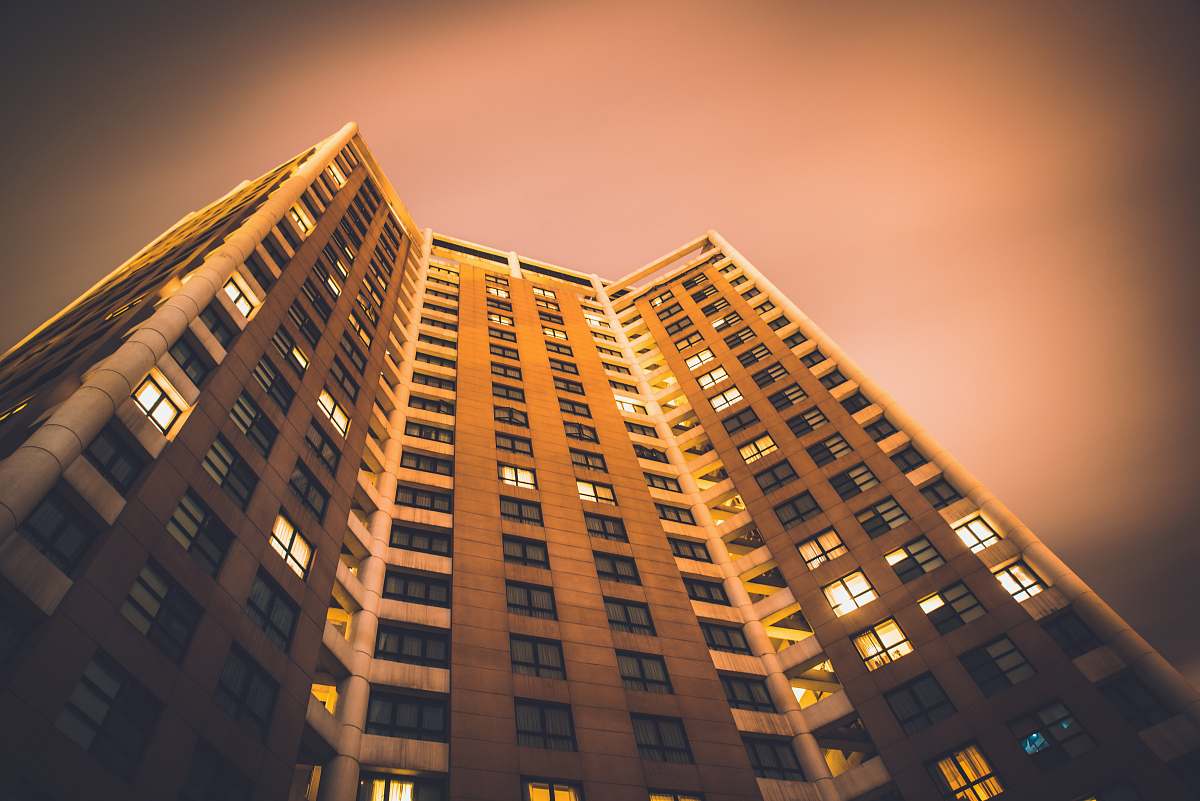 city worm's eyeview photo of concrete high-rise buildings urban