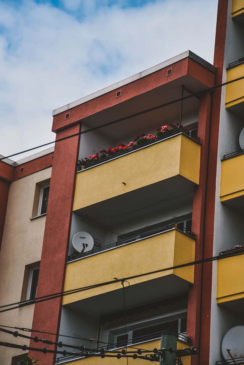 city yellow and red painted building home decor