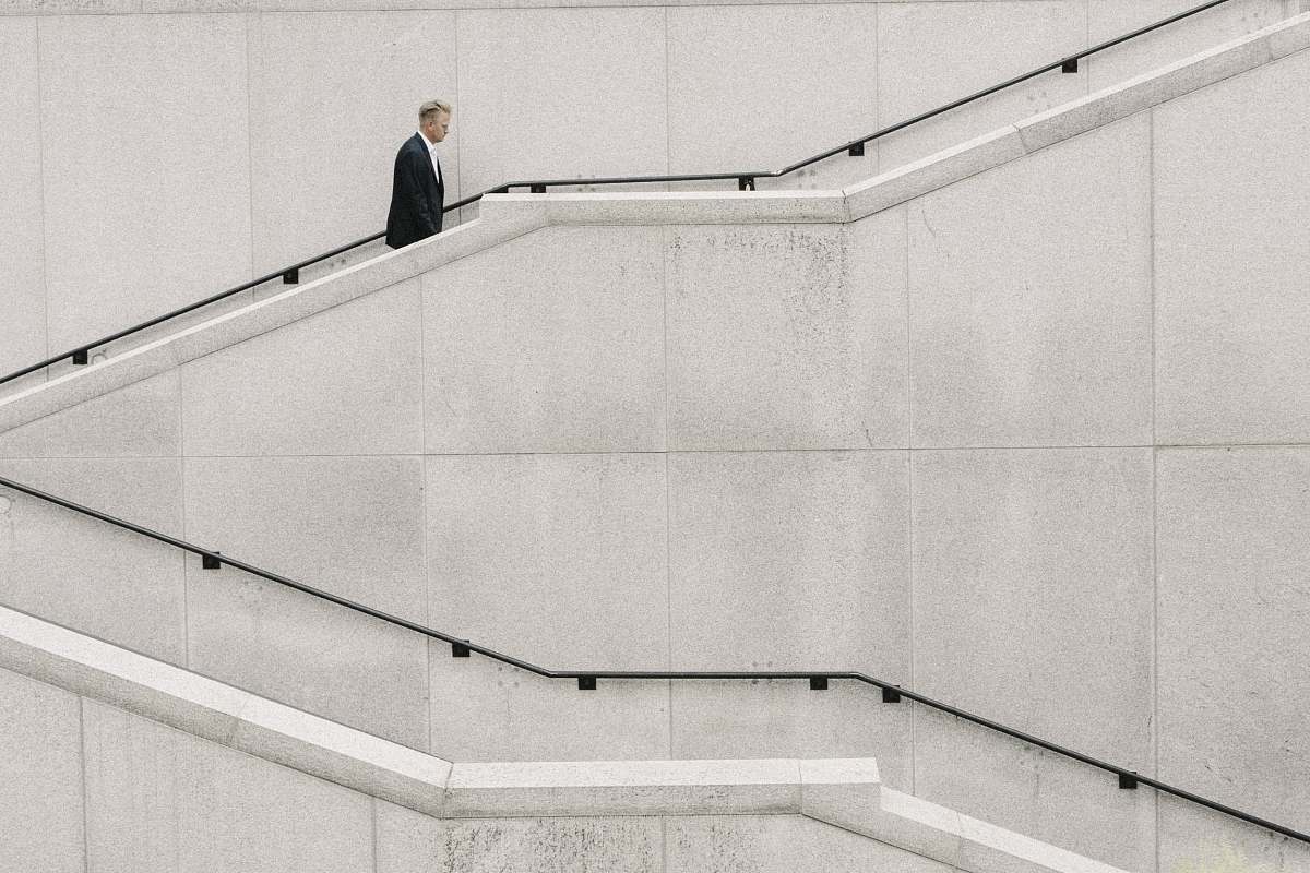 people man walking on stair person