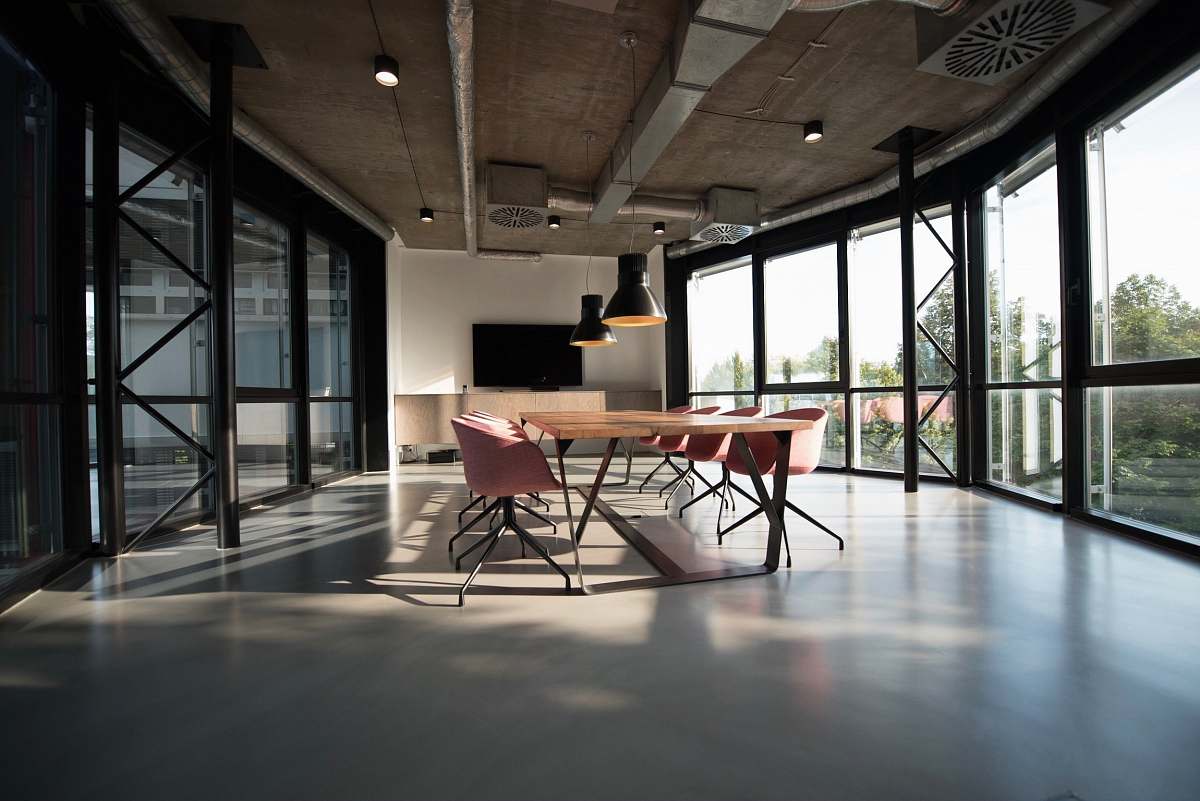 office photo of dining table and chairs inside room table