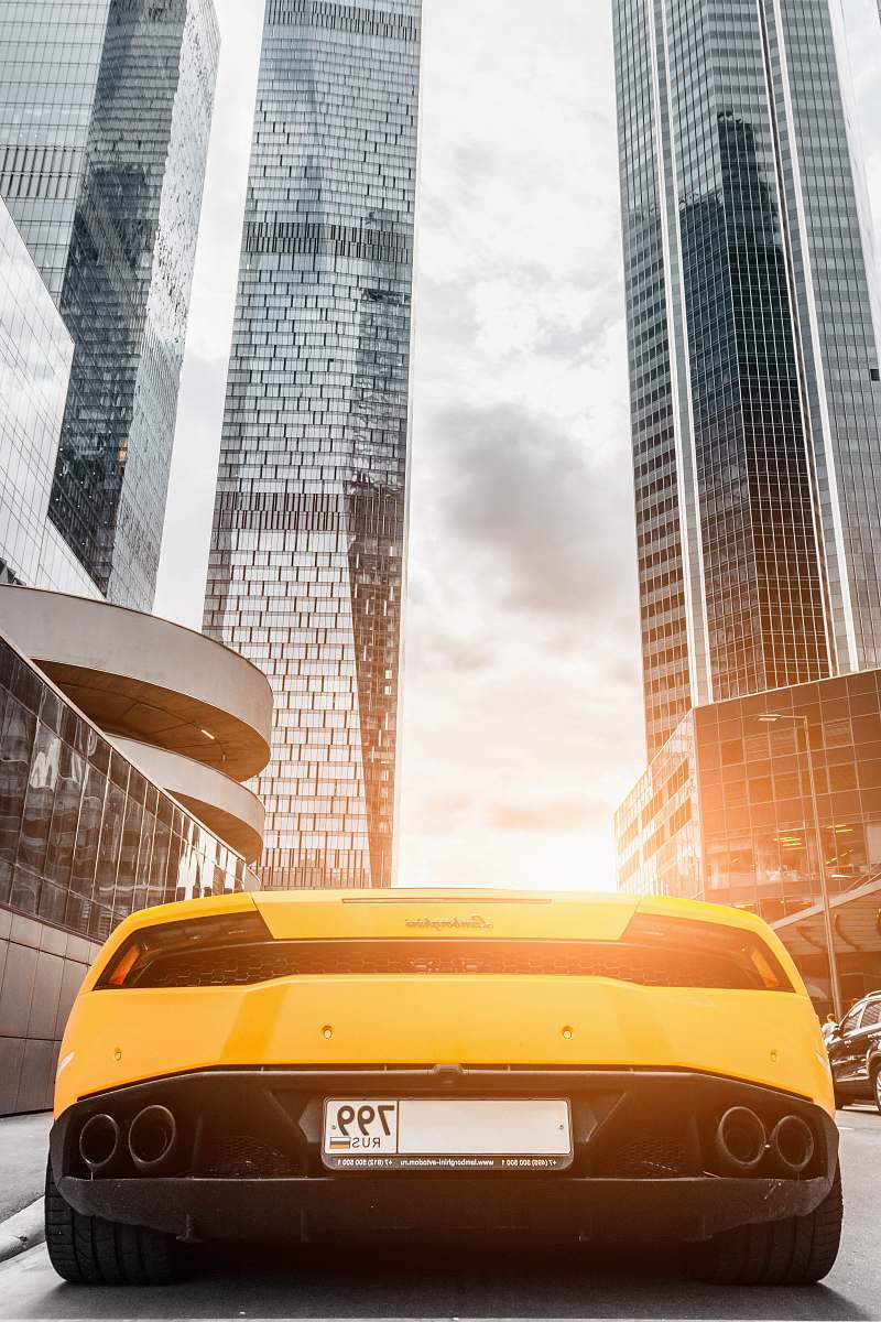 automobile parked yellow vehicle transportation