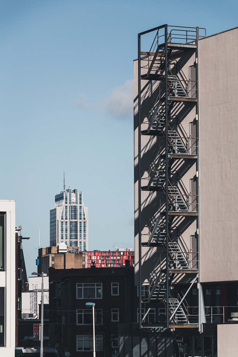 rotterdam white steel fire exit route netherlands