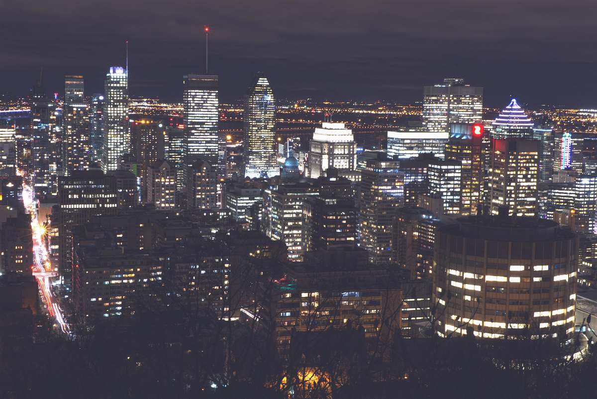 town city during night building