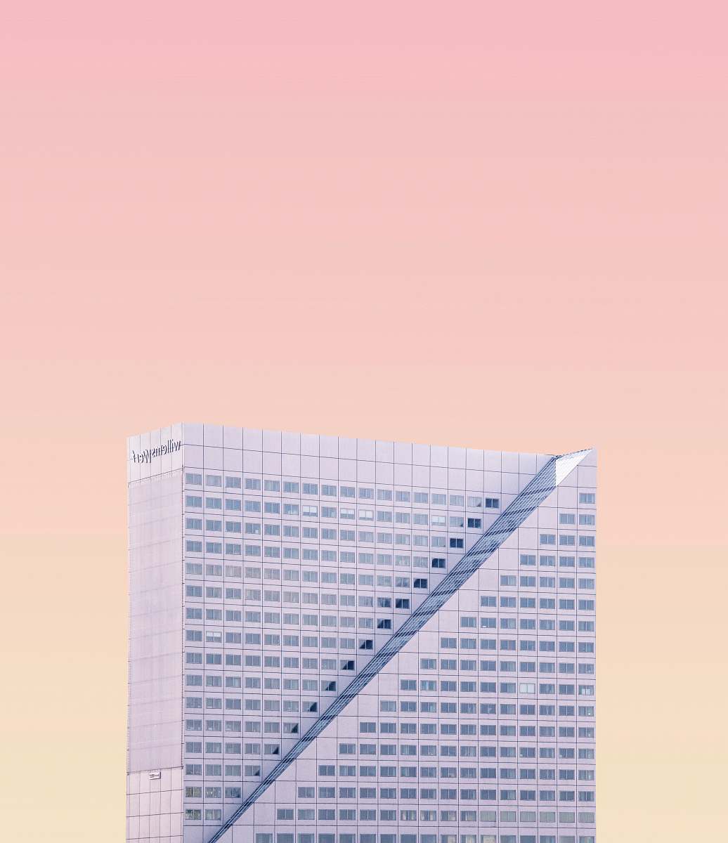 architecture high-rise building under pinkish sky skyscraper