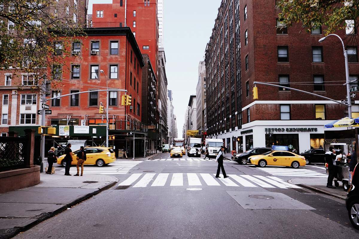 Brick Man Walking On Pedestrian Lane New York Image Free Photo