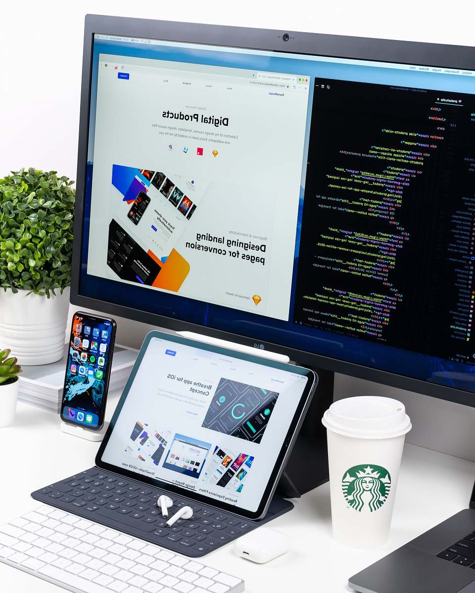 pc turned-on monitor displaying digital products electronics
