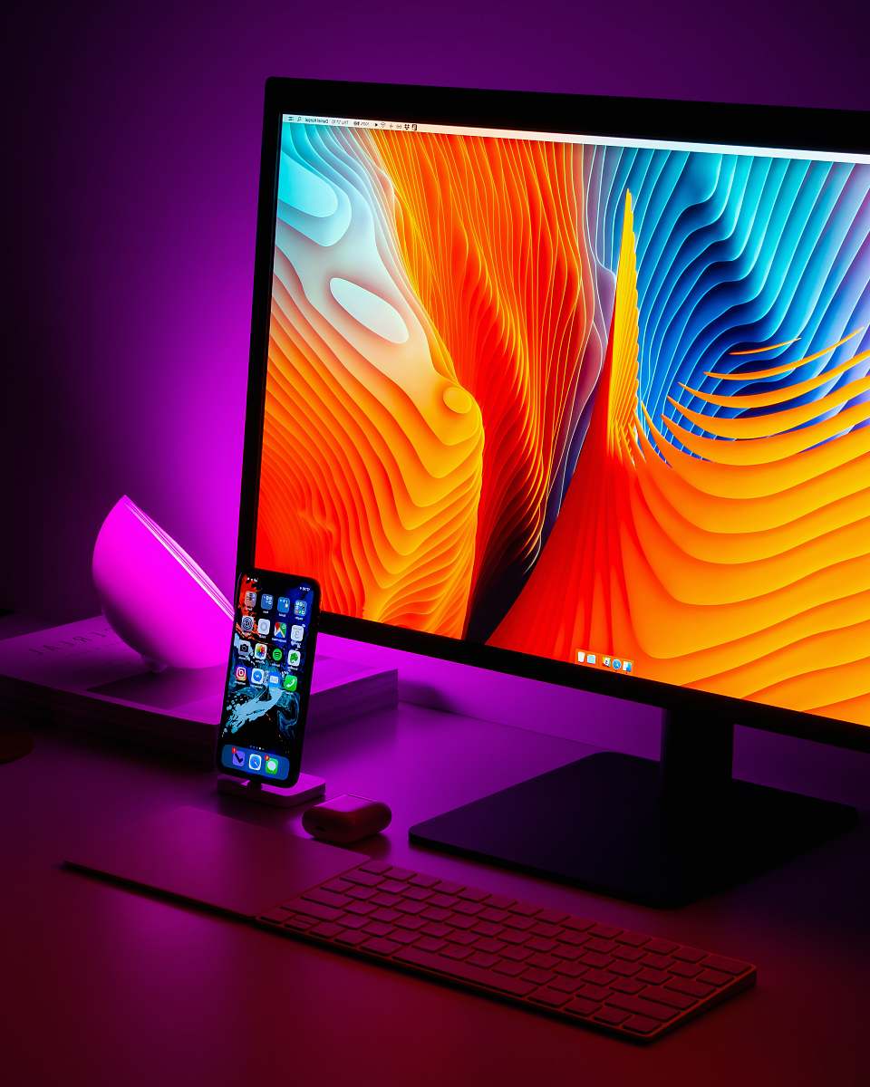monitor flat screen TV and Android smartphone electronics