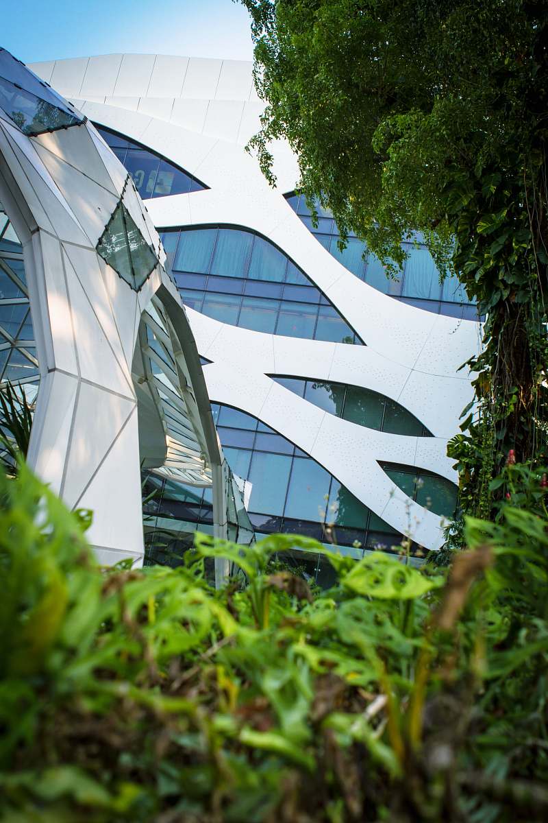 singapore low angle photography of glass building jar