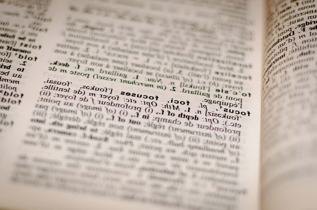 book focus dictionary index page text