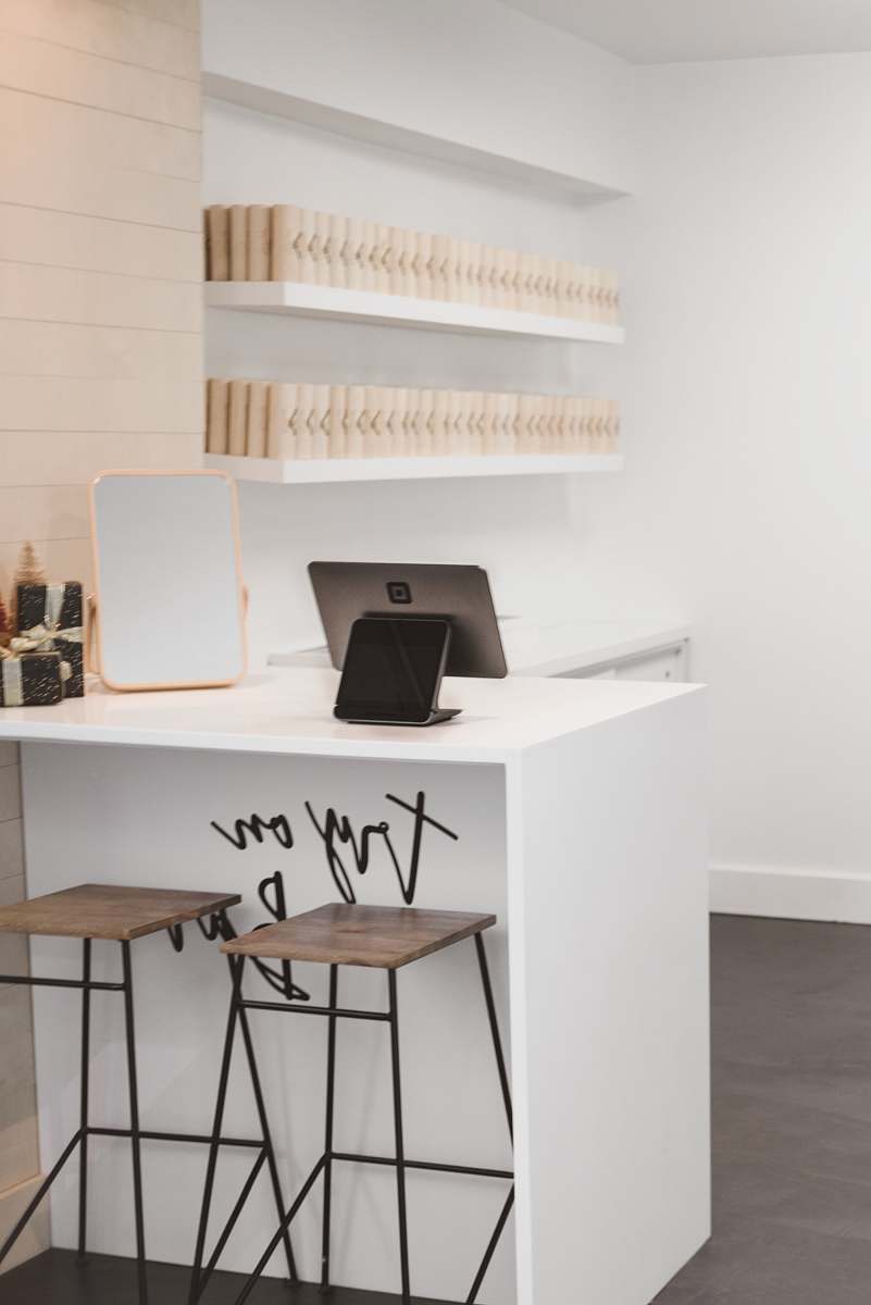 table flat screen monitor on white wooden table desk